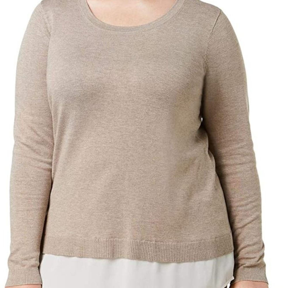 New INC International Concepts Ruched-Back Layered Sweater Heather Oats Size 1X